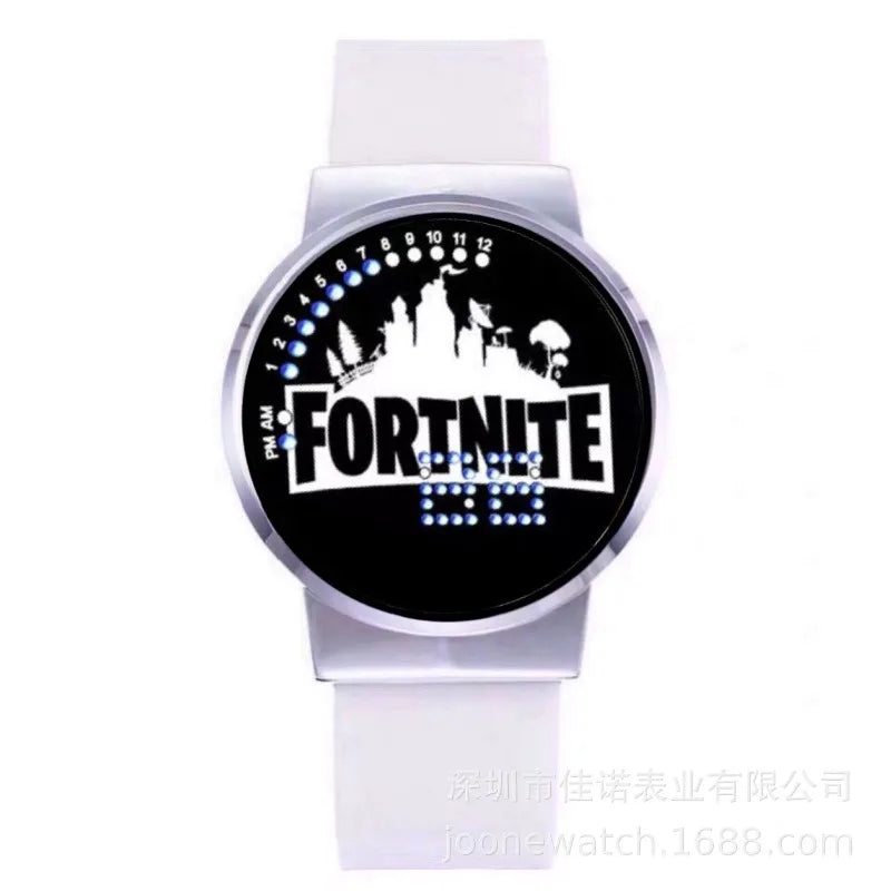 Reloj Fortnite de moda cute, cartoon y kawaii personalizado con luz nocturna LED táctil, reloj electrónico para estudiantes, regalo para amigos