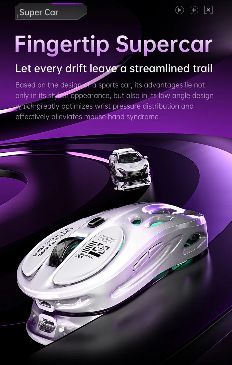 Tri-Mode RGB Gaming Mouse Wireless 2.4G Bluetooth Wired Lightweight Gaming Mouse with Chroma RGB Lighting, 4800 DPI Rechargeable Gaming Mouse for PC & Laptop