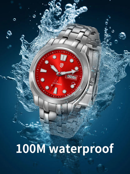 BERNY Automatic Men Watch Supper Luminous Sapphire Stainless Steel 100M Waterproof Business Casual Mechanical Wristwatch for Men