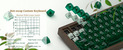 Womier WD75 QMK/VIA Tastiera gaming in legno, wireless tri-mode, meccanica personalizzabile RGB hot swappable, 8000mAh