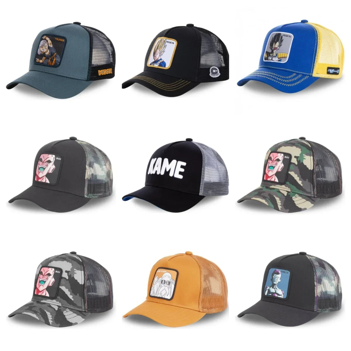 Dragon Ball Buu Goku-kasket – sommerrejse-kasket med skygge til mænd, broderet, hiphop-stil, solskærm, justerbar trucker-meshkasket