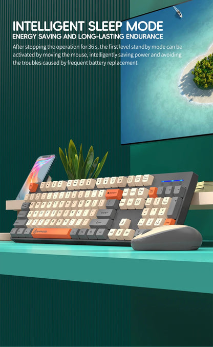 Set tastiera e mouse wireless NexusClick per gaming e ufficio, risparmio energetico intelligente, formato completo 104 tasti, 1600DPI regolabili, USB per laptop e PC