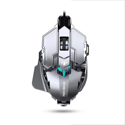Mouse gaming meccanico in metallo cablato ergonomico con retroilluminazione RGB, mouse da gioco ottico USB 12800 DPI per PC desktop