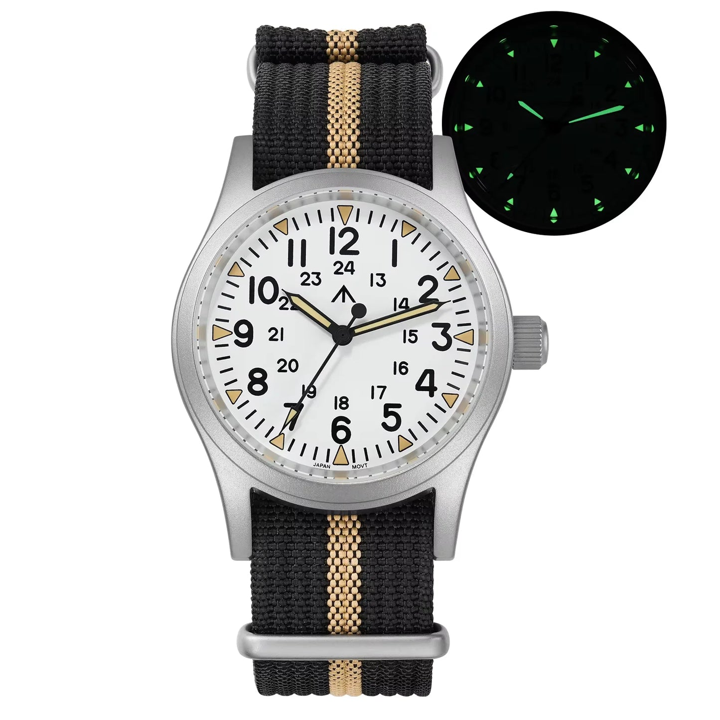 Militado ML05 Military Watch VH31 Sweep Quartz Movement Top Hat Domed Sapphire Crystal Vintage Watch 100m Waterproof Mens Watch