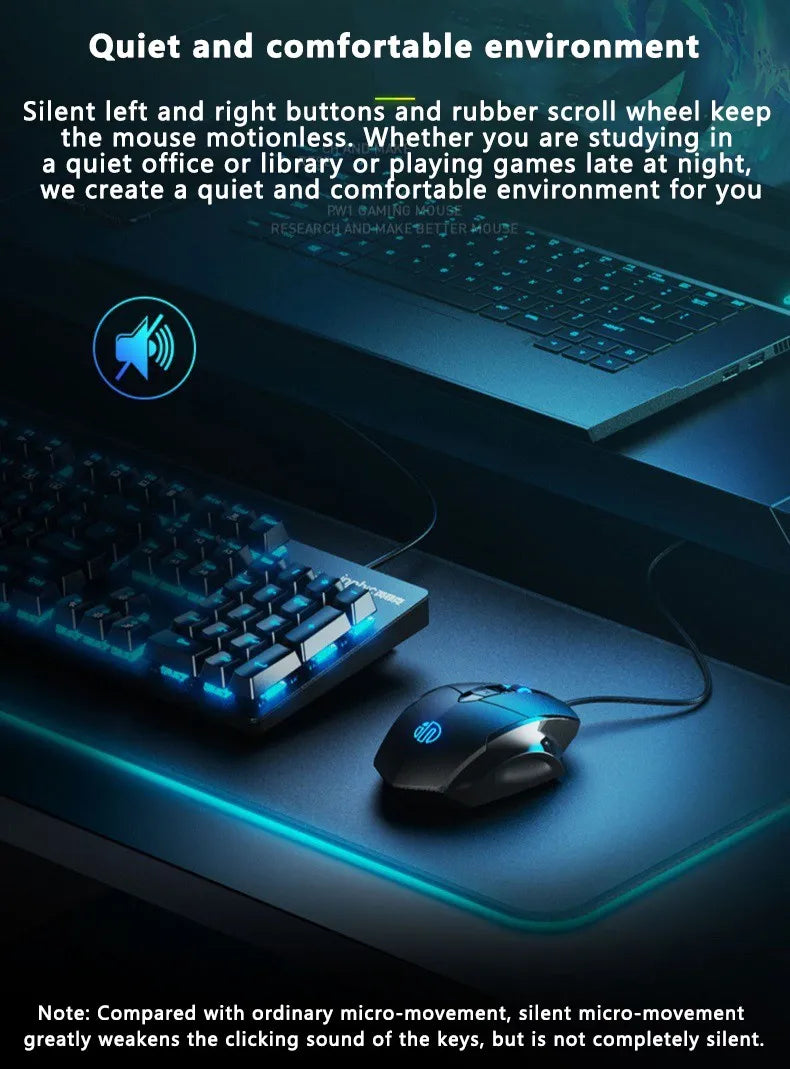 Mouse cablato Inphic W1 Esports Gaming, mouse silenzioso da ufficio, disponibile con tre o sei tasti