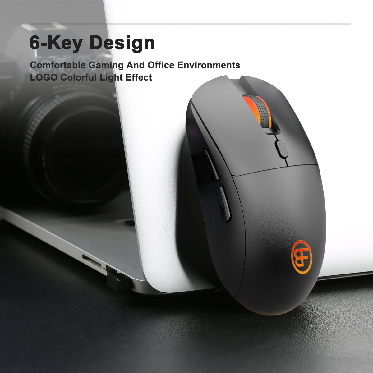 Ratón con cable USB óptico ergonómico, 7200 DPI ajustables, 6 botones, para oficina, PC, portátil, ordenador, MacBook y gamers