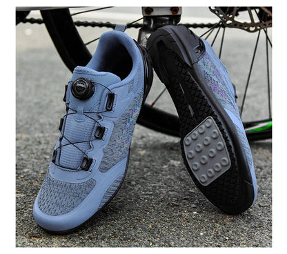 Zapatillas de ciclismo MTB para hombre y mujer T03 moradas, transpirables, de velocidad, con autocierre, para ciclismo de carretera, deporte al aire libre, competición y entrenamiento