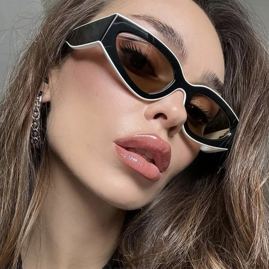 Steampunk Cat Eye Sunglasses Women Men Black-white Frames Trendy Sun Glasses Fashion Retro Vintage Accessories Shades Eyewear