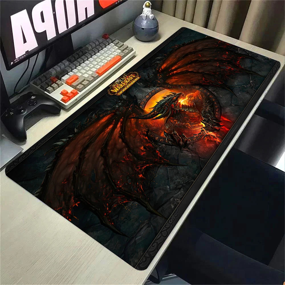 Naturelle Horde Alliance-muismat van rubber, grote bureaumat voor computer en toetsenbord, HD World of Warcraft-gamingmuismat met snelheidsoppervlak en gestikte rand