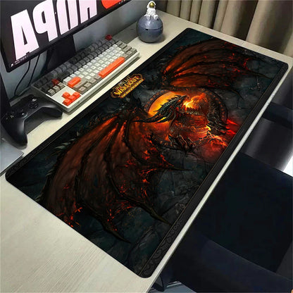Naturelle Horde Alliance-muismat van rubber, grote bureaumat voor computer en toetsenbord, HD World of Warcraft-gamingmuismat met snelheidsoppervlak en gestikte rand