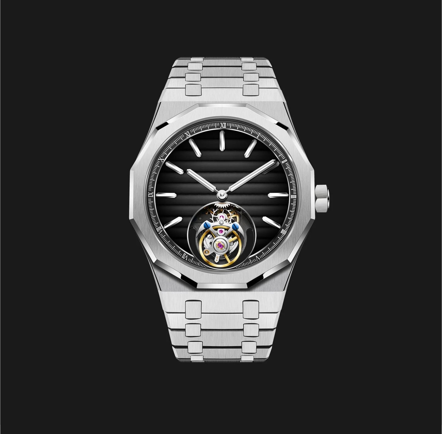 Raymondoya Men Flying Tourbillon Movement Mechanical Automatic Luxury Watches Wristwatches Skeleton Watch Brand For Man Sapphire