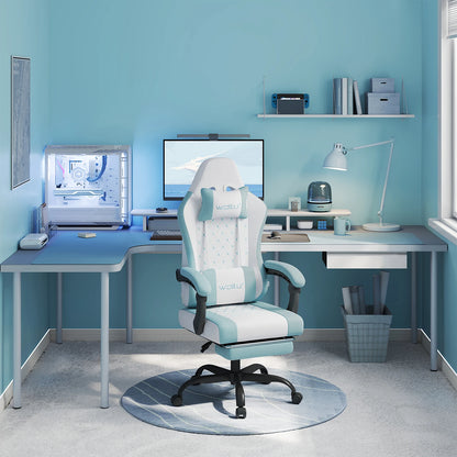 Silla de ordenador giratoria WOLTU con función de masaje, silla de oficina ergonómica con almohada y reposapiés, silla gaming ajustable en altura