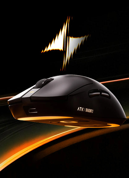 Mouse gaming wireless ATK A9 con tecnologia NearLink, ergonomico, PAW3395, tri-mode Bluetooth a bassa latenza, mouse esports per PC