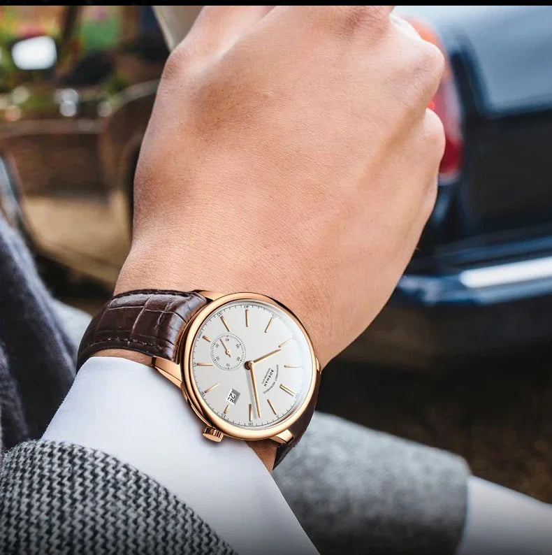 Reloj BORMAN BM3817 TOP nuevo de 42 mm, reloj de lujo para hombre, automático mecánico, cristal de zafiro, ultrafino, impermeable 50M, con subesfera
