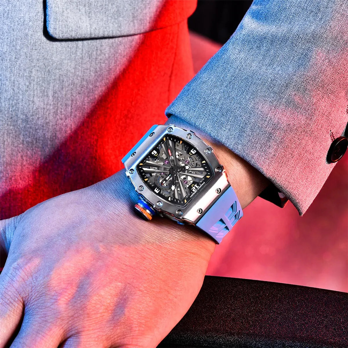 Orologio da uomo PAGANI DESIGN 2026 New al quarzo, movimento VH65, quadrante scheletrato, impermeabile 100M, sportivo rettangolare, vetro zaffiro