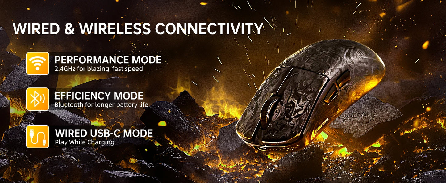 Mouse gaming wireless ATTACK SHARK R11 ULTRA in fibra di carbonio, 8000Hz, PAW3950MAX, 42000DPI, ultraleggero 49g, 20000FPS, Nordic 52840