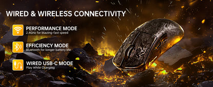 Mouse gaming wireless ATTACK SHARK R11 ULTRA in fibra di carbonio, 8000Hz, PAW3950MAX, 42000DPI, ultraleggero 49g, 20000FPS, Nordic 52840