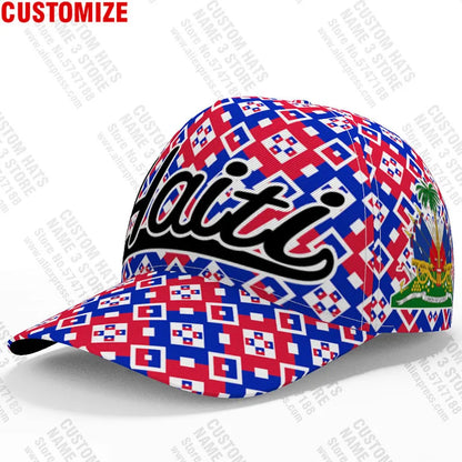 Casquette de baseball personnalisée « Haïti » avec nom, numéro et logo d'équipe – Hti – Pays – Voyage – Nation française – Drapeau de la République d'Haïti
