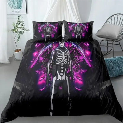 Juego de cama Fortnite de 3 piezas, ropa de cama para dormitorio con estampado 3D, diseño de videojuego y dibujos animados, funda nórdica y funda de almohada decorativas, regalo de cumpleaños
