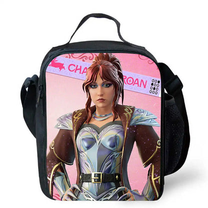 Lunch Bags for Children, Cartoon Fortnite School Picnic Bags for Girls and Boys, Kids Insulated Cooler Lunch Bags Portable Lightweight