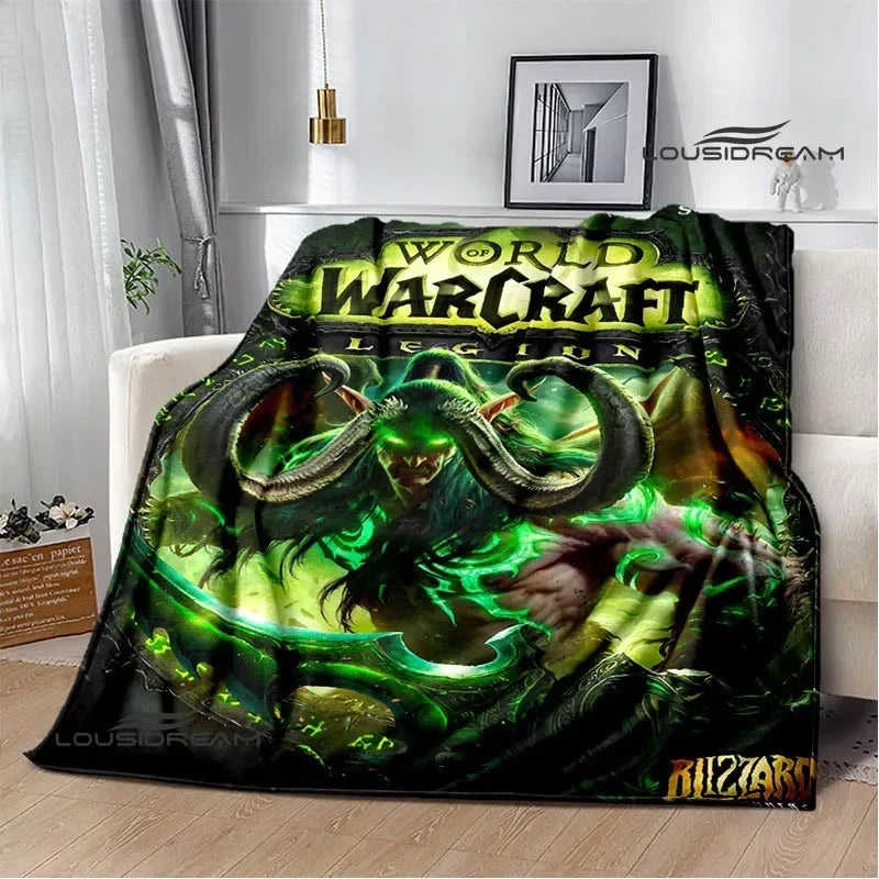 Печатно одеяло Game World of Warcraft, пикник одеяло, топло фланелено одеяло, домашно спално бельо, одеяла за легла, подарък за рожден ден