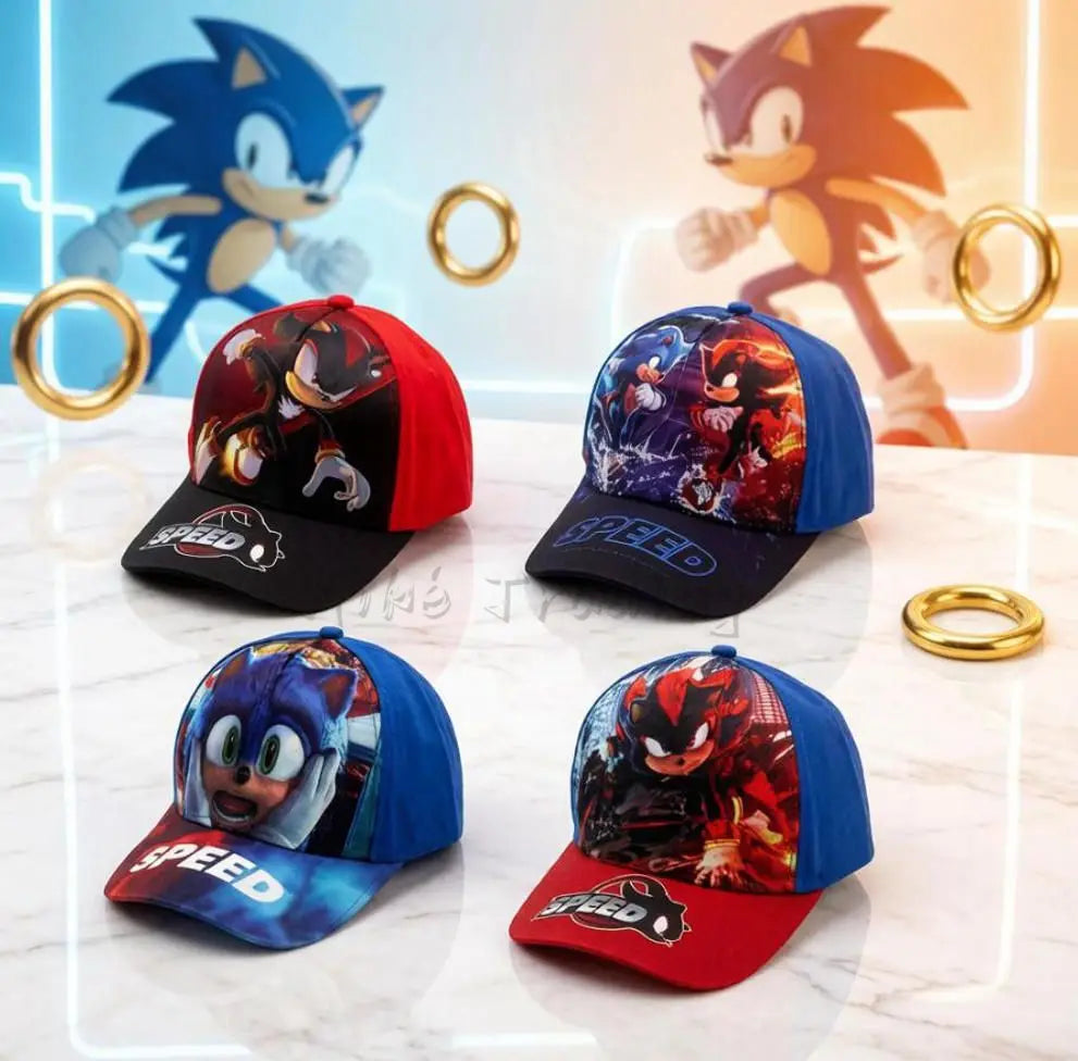 Najnovija podesiva dječja bejzbol kapa s 48-54 cm, sonični print, anime repovi, knuckles, sjenom i suncem, plavi jež, dječja vanjska kapa, poklon