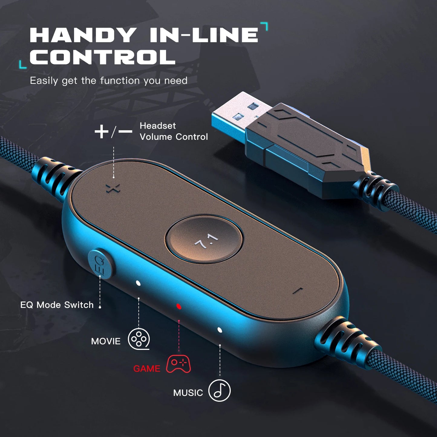 Cuffie gaming RGB FIFINE con microfono – cuffie USB cablate over-ear con audio surround 7.1 per PC, PS4, PS5, modalità EQ e isolamento acustico