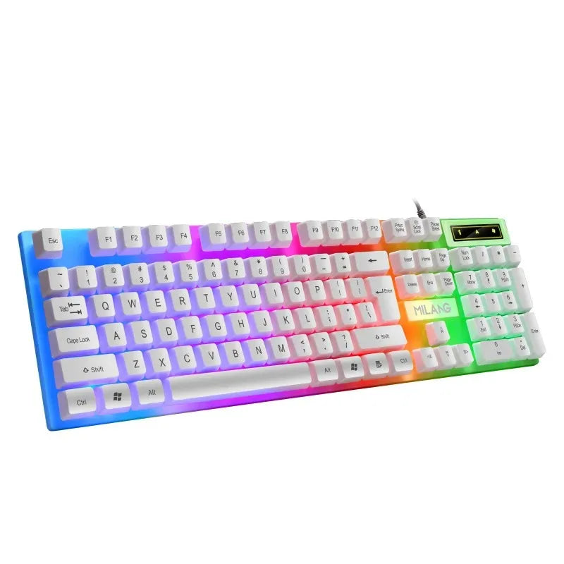 KEBIDUMEI Tastiera cablata USB RGB retroilluminata da gaming 104 tasti, tastiera standard a membrana per PC, laptop, Windows, iOS