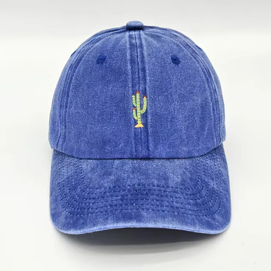 Casquette de baseball vintage souple avec broderie « Mini Cactus » pour homme et femme, effet délavé, pour le sport, la pêche, papa, visière, été, automne, casquette à visière