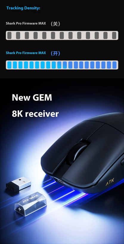 Ratón gaming inalámbrico trimodo ATK F1 V2 Ultra MAX PAW3950, doble 8K, ligero y ergonómico, ratón esports, accesorio personalizado para PC