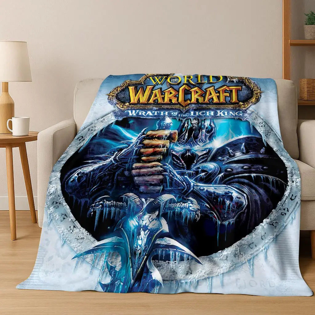 Flanelová deka WOW World of Warcraft Arthas Demon Illidan Sylvanas, útulná měkká přikrývka pro domácnost, ložnici, postel, pohovku, přehoz nebo dárek