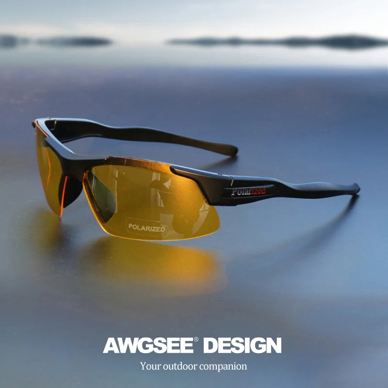 Gafas deportivas polarizadas semirremadas para hombre: montura mate resistente y lentes con revestimiento HD para golf, pesca, viajes y uso diario