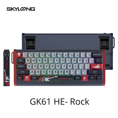 Teclado magnético SKYLOONG GK61/GK68 HE con carcasa de aluminio, 8000hz, RT0.01mm, activación rápida, teclas PBT, retroiluminación RGB y conexión por cable para gaming