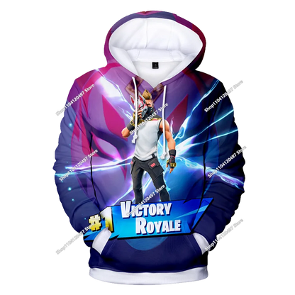 Felpa con cappuccio Fortnite Anime per bambini e uomo, streetwear hip-hop, sportswear casual, vestibilità ampia, moda outdoor
