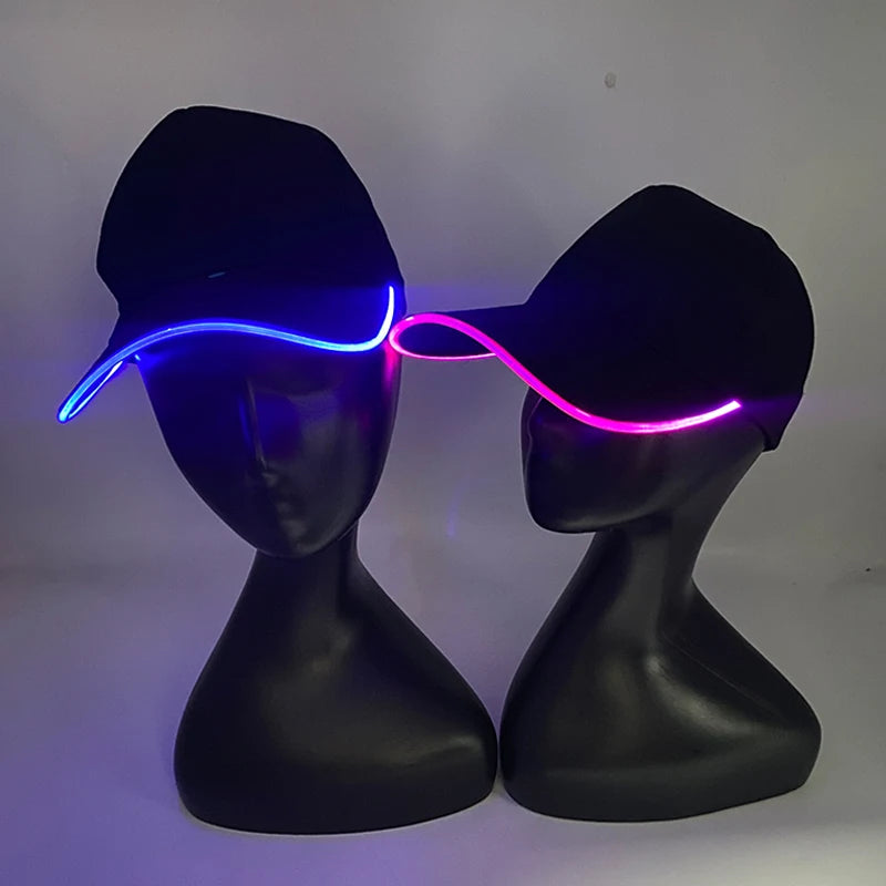 Adult Hat Led Optical Fibre Cap Hip Hot Hat NightClub Concert Masquerade Outdoor Fun Event Supplies Rap Summer Hat