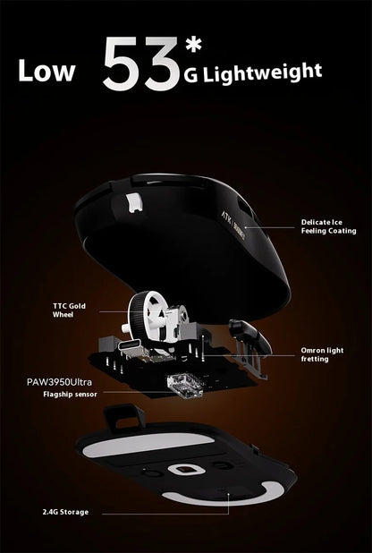 Ratón gaming inalámbrico ATK A9 Ultra Tri Mode 8K 53g ligero A9/A9 SE/A9 Plus/A9 Pro para PC e-sports, regalo personalizado