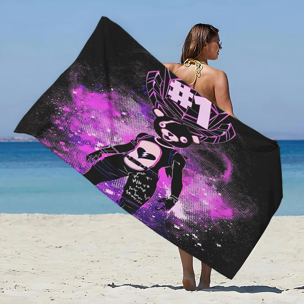 Nueva toalla de playa F-FortniteS de juego popular, microfibra sin arena, secado rápido, suave y resistente a la arena, toalla para piscina, regalo para mujer, viaje, gimnasio y ducha