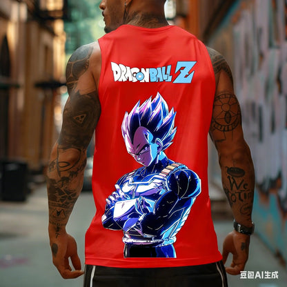 Canotta fitness da uomo Dragon Ball Z Super Blue Vegeta in stile rétro americano Y2K Harajuku, nuova collezione primavera-estate, T-shirt per uso quotidiano