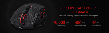 Ratón gaming Redragon M913, 16000 DPI, con cable e inalámbrico 2.4Ghz, óptico RGB, 16 botones programables, negro/blanco