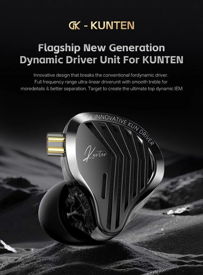 GK KUNTEN Earphones New Generation Dynamic Driver Unite Headests Hifi Music Earbuds DJ Headphones