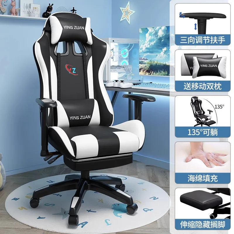 Silla gaming Silla de ordenador Asiento reclinable cómodo Juego LIVE Residencia estudiantil hogar Ergonomía para sedentarismo