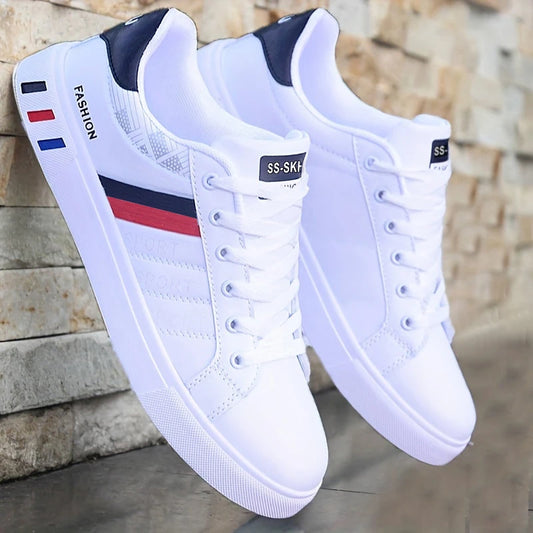 Lavtop skate-sneakers til mænd — åndbare, med snørebånd, PVC-sål