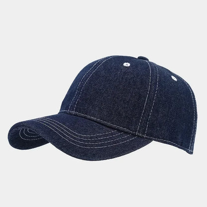 Solid color denim baseball cap for women Korean casual duckbill cap for men summer sun protection cap