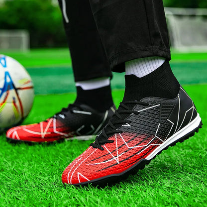 Sapatilhas de Futebol Profissionais de Cano Alto em Pele para Relva Artificial, Treino e Desporto, para Jovens, Estudantes, Homens e Mulheres