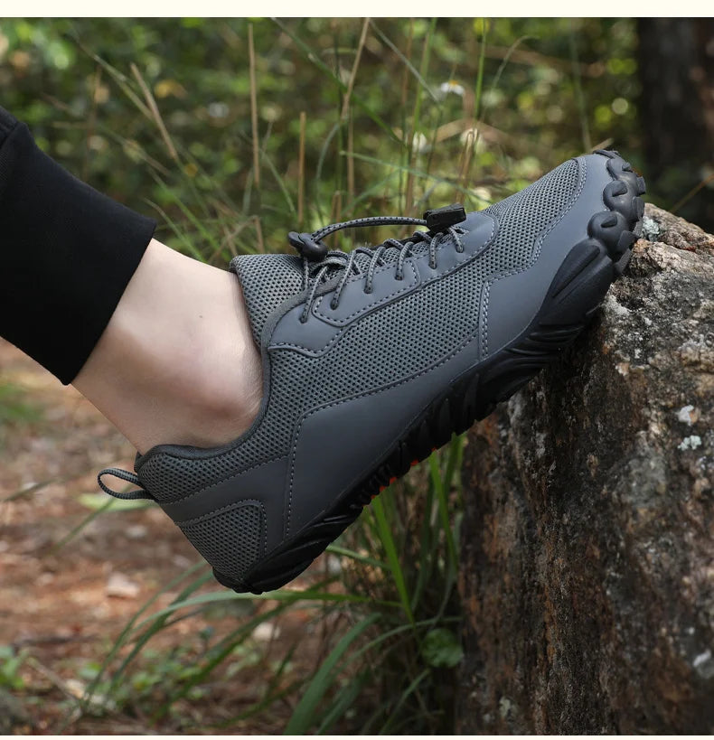 Zapatillas de senderismo para hombre, sin cordones, transpirables, para deportes al aire libre, escalada, trekking y running; antideslizantes, cómodas, calzado informal de jogging para hombre