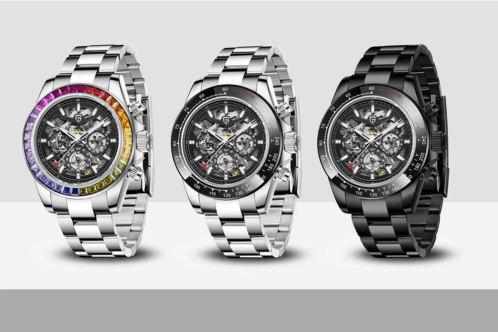 Reloj mecánico automático PAGANI DESIGN para hombre, de acero inoxidable, resistente al agua 10Bar, deportivo, de lujo casual para hombre