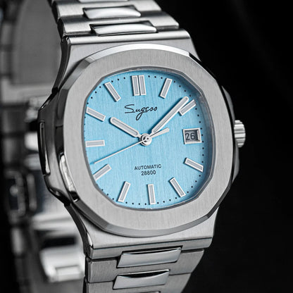 Orologio da uomo Sugess automatico meccanico, movimento Miyota 9015, quadrante MOP, luminoso, impermeabile 5bar, bracciale di lusso S466