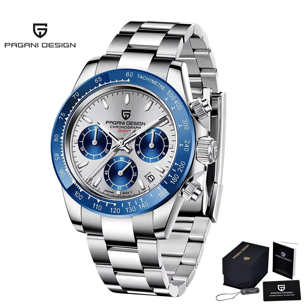 Nuovo originale PAGANI DESIGN PD-1664 orologio da uomo di lusso, movimento al quarzo giapponese VK63, zaffiro, impermeabile, cronografo, oro