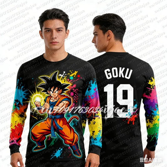 2026 Anime Dragon Ball Z Comfortable and Breathable Special Football Long Sleeve T-shirt Kids Goku Sports Quick-Drying Clothing