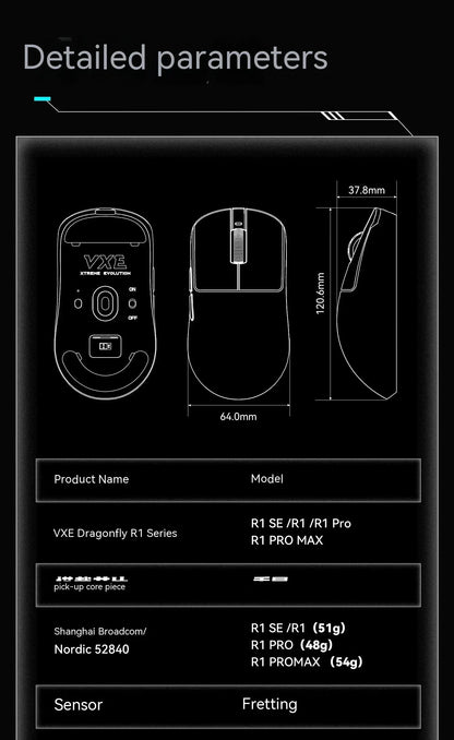 Ratón inalámbrico gaming VXE Dragonfly R1 Pro con sensor Paw3395, Nordic 52840, 2khz, Smart Speed X, baja latencia, para oficina y PC